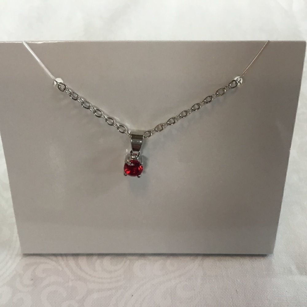 EFFY Brand Silvertone Necklace w/Red Stone